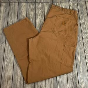 Carhartt Carpenter Canvas Pant Men 42x32 Brown Work Grunge Farm Relaxed 383-51